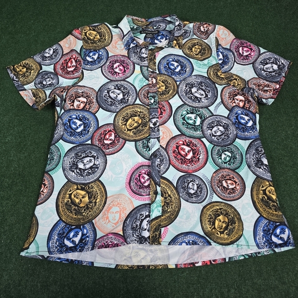 Red Ape | MCMXXXIII Medusa Coin Flip Button Down Mens Shirt - Plus SIZE 4x - Picture 8 of 16